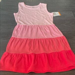 Charming Pink Tiered Kids Dress